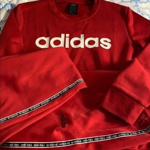 Adidas burgundy sweatshirt & pants